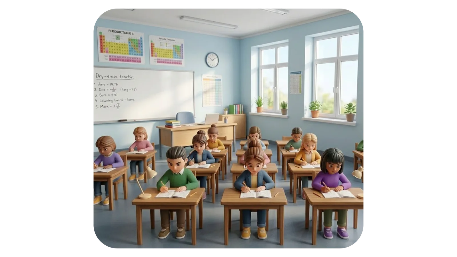 Students taking an exam